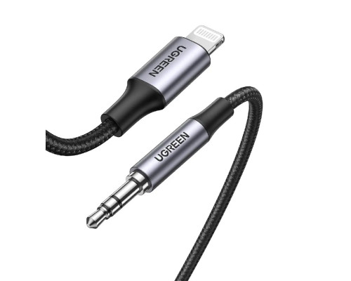 Кабель UGREEN US315 Lightning to 3.5mm Aux Cable Aluminum Shell with Braided 1m (Black)(UGR-70509)