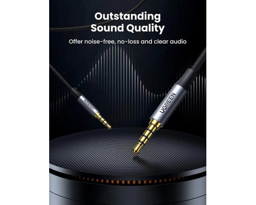 Аудіо кабель UGREEN 3.5mm 4-Pole M/M Audio Cable Alu Case 1m (UGR-10648)