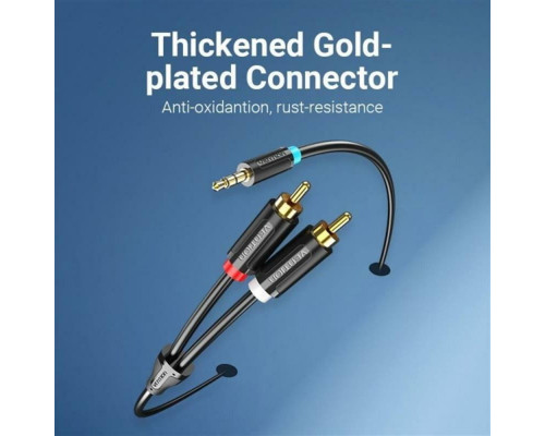 Аудіокабель Vention 3.5MM Male to 2-Male RCA Adapter Cable 0.5M Black (BCLBD)
