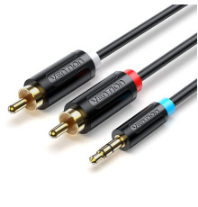 Аудіокабель Vention 3.5MM Male to 2-Male RCA Adapter Cable 0.5M Black (BCLBD)