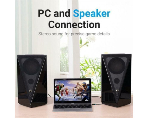 Аудіокабель Vention 3.5MM Male to 2-Male RCA Adapter Cable 0.5M Black (BCLBD)