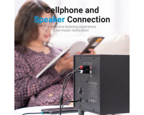 Аудіокабель Vention 3.5MM Male to 2-Male RCA Adapter Cable 0.5M Black (BCLBD)