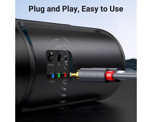 Аудіокабель UGREEN AV104 2RCA Male to 2RCA Male Cable 5m (Black) (UGR-10520)