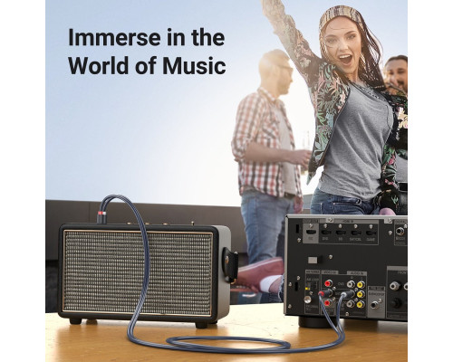 Аудіокабель UGREEN AV104 2RCA Male to 2RCA Male Cable 5m (Black) (UGR-10520)