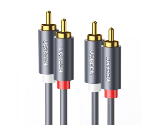 Аудіокабель UGREEN AV104 2RCA Male to 2RCA Male Cable 5m (Black) (UGR-10520)