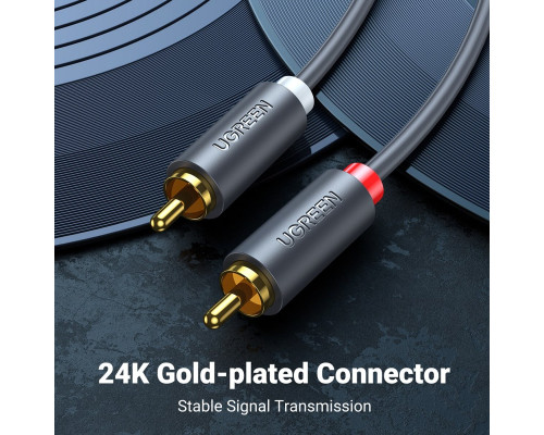 Аудіокабель UGREEN AV104 2RCA Male to 2RCA Male Cable 5m (Black) (UGR-10520)