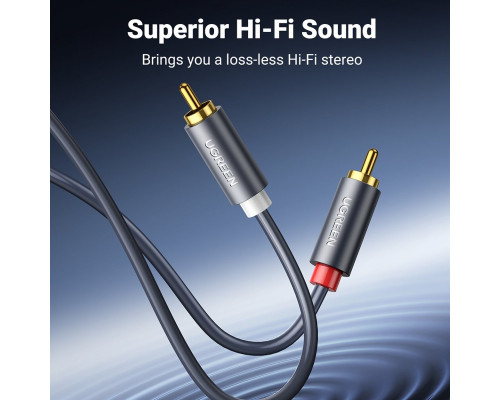 Аудіокабель UGREEN AV104 2RCA Male to 2RCA Male Cable 5m (Black) (UGR-10520)