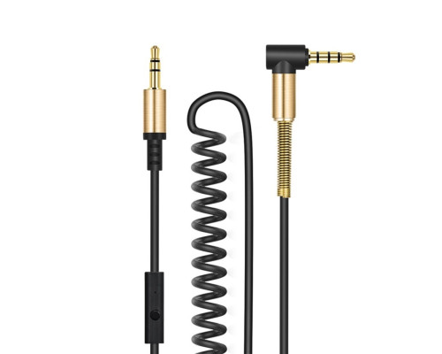 Аудiокабель HOCO UPA02 AUX Spring Audio cable (with Mic) Black