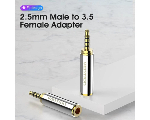 Адаптер Vention 2.5mm Male to 3.5mm Female Audio Adapter Silvery Metal Type (VAB-S02)