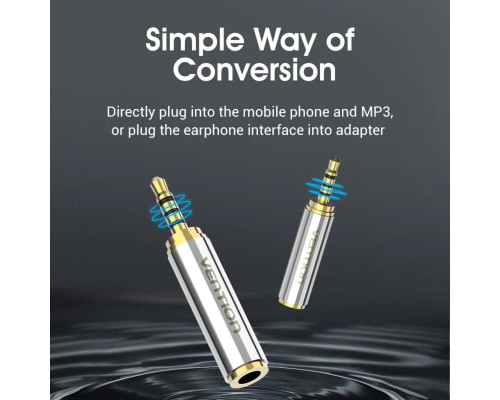 Адаптер Vention 2.5mm Male to 3.5mm Female Audio Adapter Silvery Metal Type (VAB-S02)
