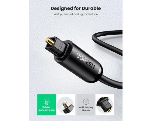 Аудіо кабель UGREEN AV122 Toslink Optical Audio Cable 2m (Black)(UGR-70892)