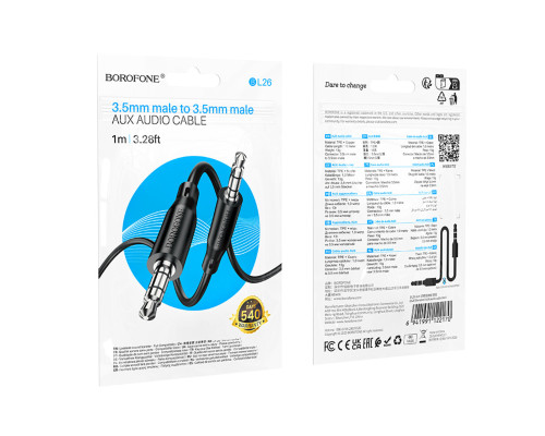 Аудіокабель BOROFONE BL26 Standard AUX audio cable 1m Black (6941991122170)