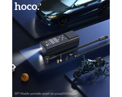 Автомобільний насос Hoco ZP7 Maddy (5000 mAh) Black mag-6942007614511142601