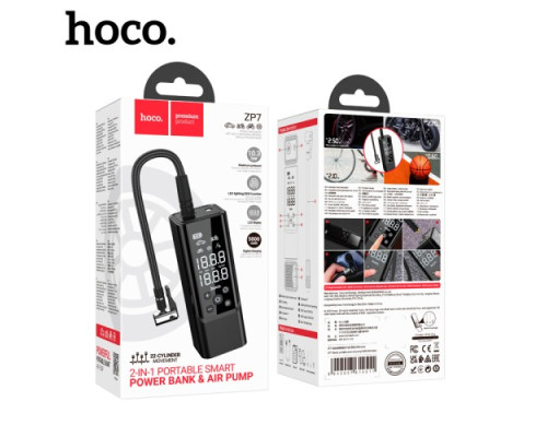 Автомобільний насос Hoco ZP7 Maddy (5000 mAh) Black mag-6942007614511142601