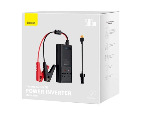 Автомобільний інвертор Baseus Super Si Power Inverter 500W (220V CN/EU ) Black (CGNB000101)