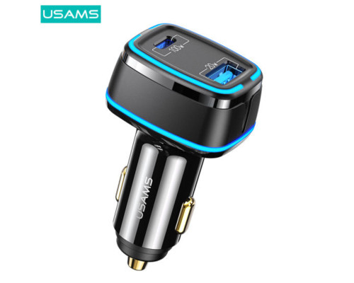 АЗП Usams US-CC142 C24 120W Dual Ports Fast Car Charger Black