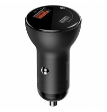 АЗП Baseus Digital Display PPS Dual QC Car Charger 45W With Mini Cable Type-C to Type-C 60W Black 1m