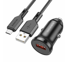 Автомобільний зарядний пристрій BOROFONE BZ18 single port QC3.0 car charger set(Micro) 18W Black