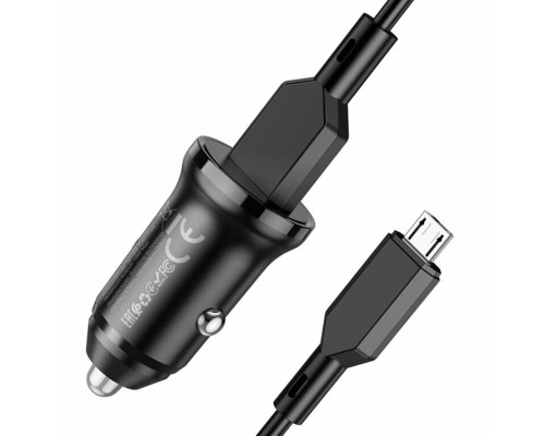 Автомобільний зарядний пристрій BOROFONE BZ18 single port QC3.0 car charger set(Micro) 18W Black