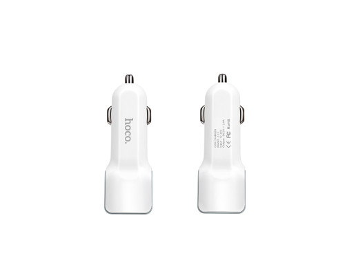 Автомобільний зарядний пристрій HOCO Z23 grand style dual-port car charger set with iP cable White