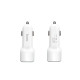 Автомобільний зарядний пристрій HOCO Z23 grand style dual-port car charger set with iP cable White