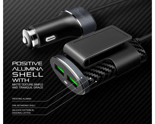 Автомобільний зарядний пристрій CHAROME C7 4-Port Front and Back Seat Car Charger Black