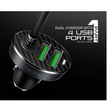 Автомобільний зарядний пристрій CHAROME C7 4-Port Front and Back Seat Car Charger Black