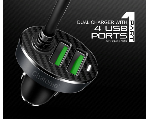 Автомобільний зарядний пристрій CHAROME C7 4-Port Front and Back Seat Car Charger Black