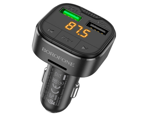 АЗП з FM-модулятором BOROFONE BC43 Flash QC3.0 car BT FM transmitter 18W Black