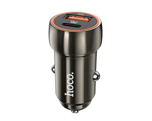 Автомобільний зарядний пристрій HOCO Z46A Blue whale PD20W+QC3.0 car charger Metal Gray