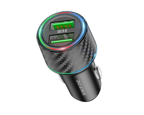 Автомобільний зарядний пристрій BOROFONE BZ21A Brilliant 36W dual port QC3.0 car charger Black