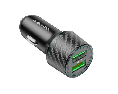 Автомобільний зарядний пристрій BOROFONE BZ21A Brilliant 36W dual port QC3.0 car charger Black