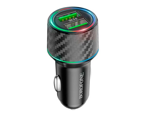 Автомобільний зарядний пристрій BOROFONE BZ21A Brilliant 36W dual port QC3.0 car charger Black