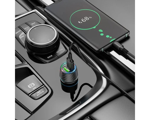 Автомобільний зарядний пристрій BOROFONE BZ21A Brilliant 36W dual port QC3.0 car charger Black