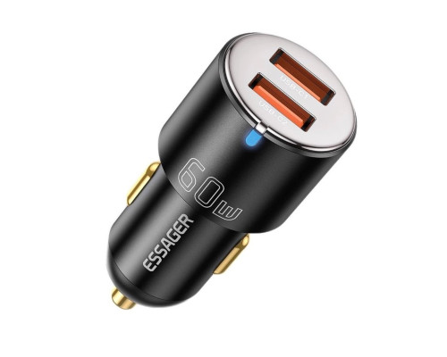 Автомобільний зарядний пристрій Essager City Dual Type-C + USB-A Car Charger 66W black (ECC2C1A-FF01)