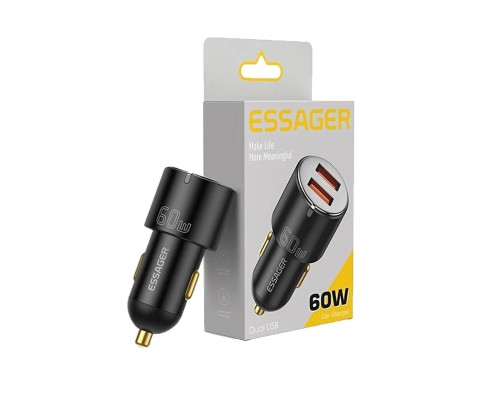 Автомобільний зарядний пристрій Essager City Dual Type-C + USB-A Car Charger 66W black (ECC2C1A-FF01)