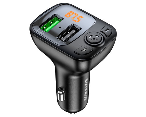 АЗП з FM-модулятором BOROFONE BC41 Eminency QC3.0 Car BT FM transmitter 18W Black 8525500090 (6974443382884)