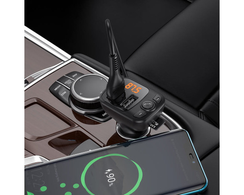 АЗП з FM-модулятором BOROFONE BC41 Eminency QC3.0 Car BT FM transmitter 18W Black 8525500090 (6974443382884)