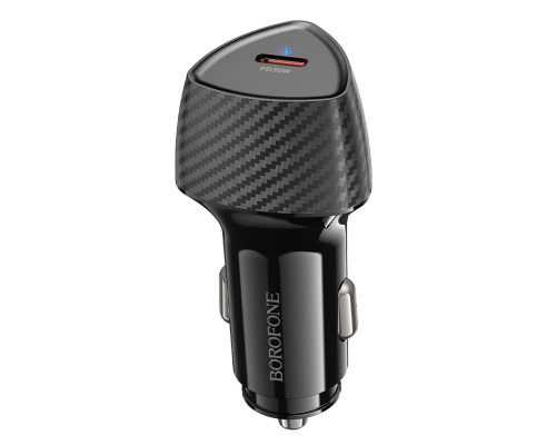 Автомобільний зарядний пристрій BOROFONE BZ31B Solid single-port PD30W car charger Black