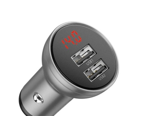 АЗП Baseus Digital Display Dual USB 4.8A Car Charger 24W Silver