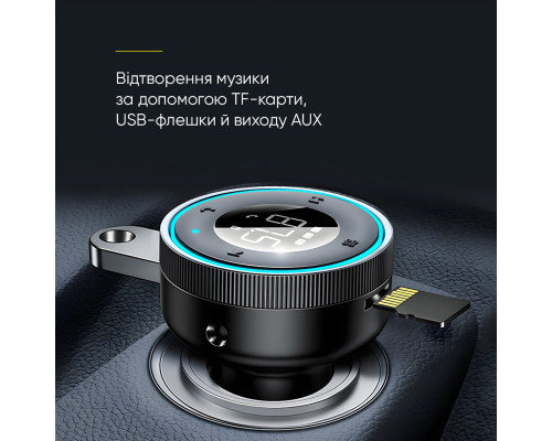 АЗП з FM-модулятор Baseus Enjoy Car Wireless MP3 Charger (Wireless 5.0+5V/3.4A) Black