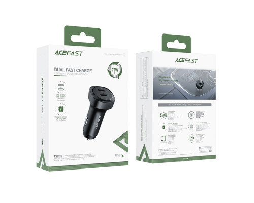 Автомобільний зарядний пристрій ACEFAST B2 72W dual USB-C metal car charger