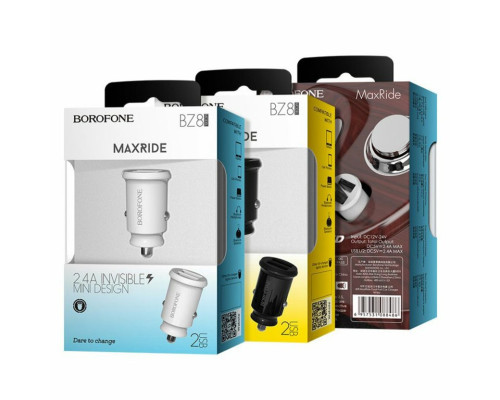 Автомобільний зарядний пристрій BOROFONE BZ8 MaxRide Dual Port Car Charger White