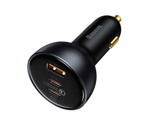 АЗП Baseus Qualcomm Quick Charge 5 Technology Multi-Port Fast Charge Car Charger C+C+U 160W set Gray