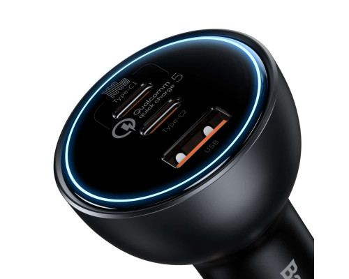 АЗП Baseus Qualcomm Quick Charge 5 Technology Multi-Port Fast Charge Car Charger C+C+U 160W set Gray