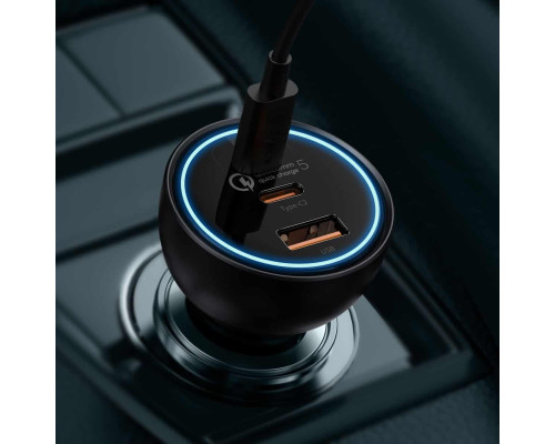 АЗП Baseus Qualcomm Quick Charge 5 Technology Multi-Port Fast Charge Car Charger C+C+U 160W set Gray