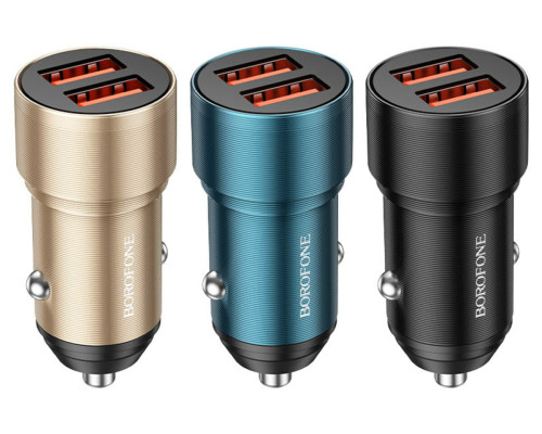 Автомобільний зарядний пристрій BOROFONE BZ19 Wisdom dual port car charger Black