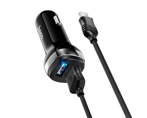 Автомобільний зарядний пристрій HOCO Z40 Superior dual port car charger set(Micro) Black