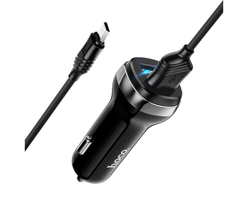 Автомобільний зарядний пристрій HOCO Z40 Superior dual port car charger set(Micro) Black