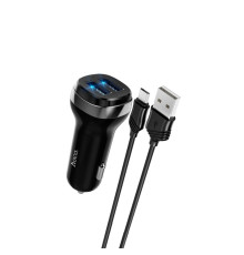 Автомобільний зарядний пристрій HOCO Z40 Superior dual port car charger set(Micro) Black